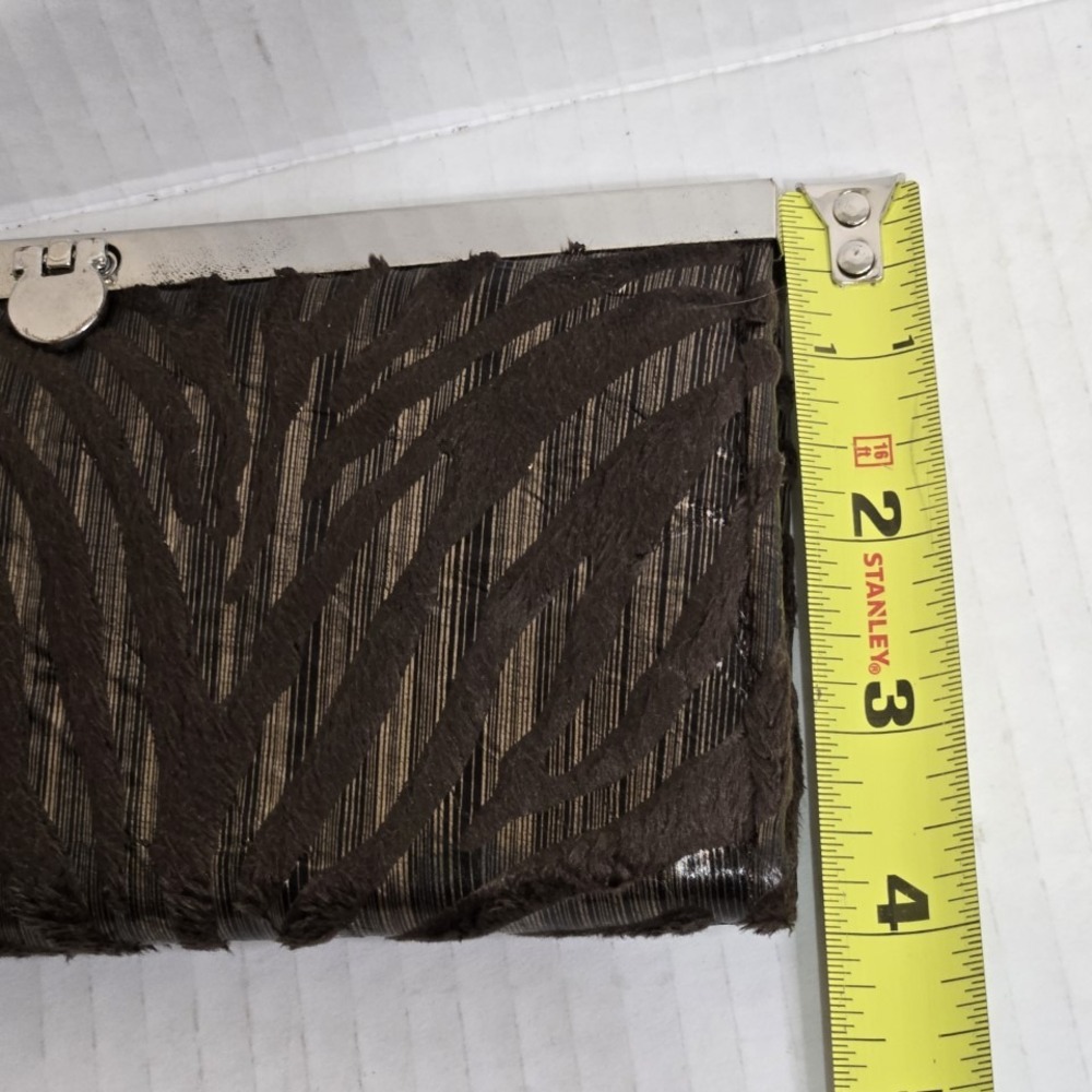Charming Charlie Brown Zebra Print Clutch, Metallic Purse - Picture 4 of 5